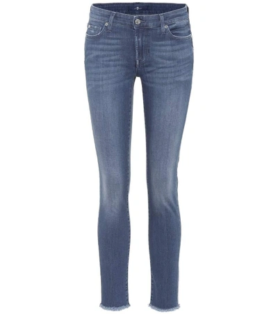 Shop 7 For All Mankind Pyper Cropped Mid-rise Skinny Jeans In Blue