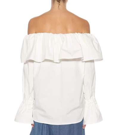Shop Rejina Pyo Clara Cotton Off-the-shoulder Top In White