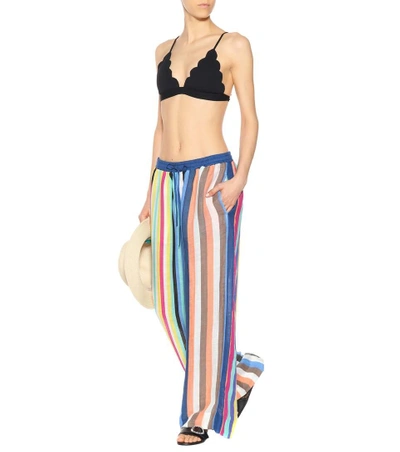 Shop Diane Von Furstenberg Striped Linen-blend Trousers