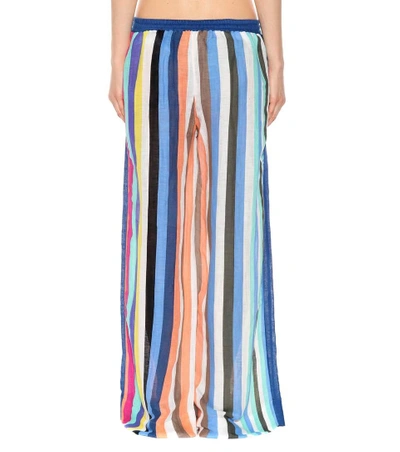 Shop Diane Von Furstenberg Striped Linen-blend Trousers