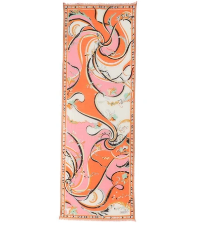 Shop Emilio Pucci Printed Wool And Silk Scarf In Multicoloured