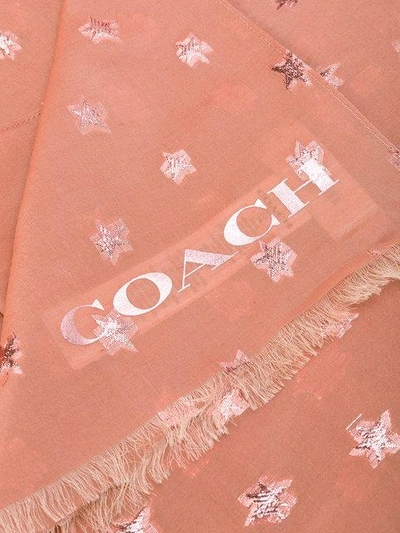 Shop Coach Star Print Scarf - Yellow