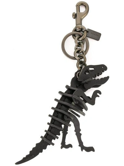 Coach, Accessories, Nwot Coach Black Leather Rexy Charm Loop Bag Charm  Keychain Fob Dinosaur Studded