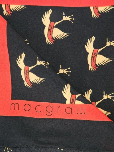 Shop Macgraw Swan Print Necktie In Black