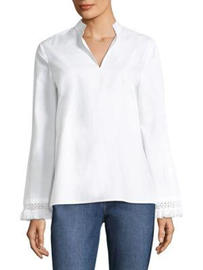 Shop Tory Burch Sophie Fringe Top In White
