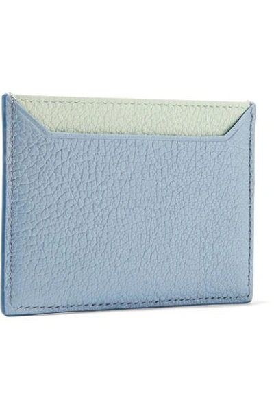 Shop Miu Miu Two-tone Textured-leather Cardholder In Light Blue