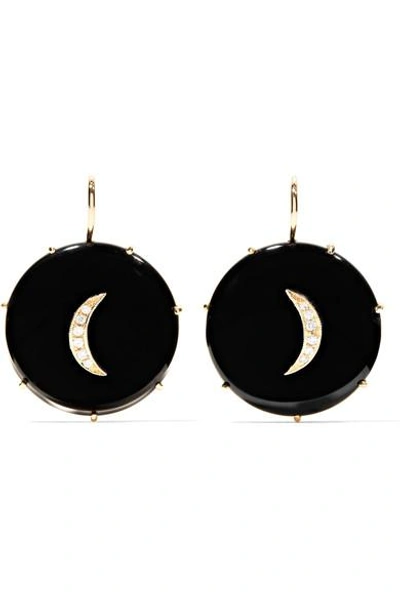 Shop Andrea Fohrman 14-karat Gold, Onyx And Diamond Earrings