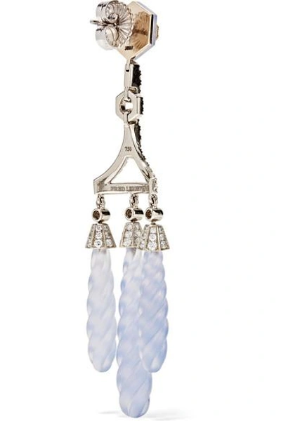 Shop Fred Leighton Collection 18-karat White Gold, Chalcedony And Diamond Earrings