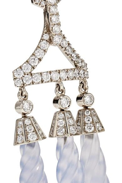 Shop Fred Leighton Collection 18-karat White Gold, Chalcedony And Diamond Earrings