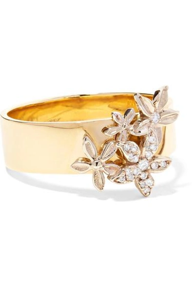 Shop Foundrae Cuban Id 18-karat Gold Diamond Ring
