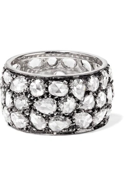 Shop Fred Leighton Collection Blackened Platinum Diamond Ring
