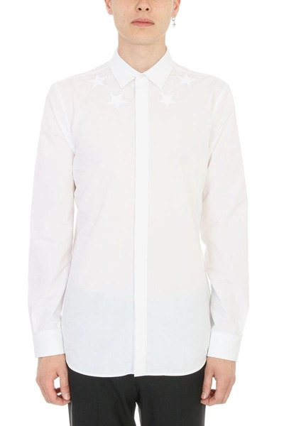 Shop Givenchy Star Embroidered White Black Shirt