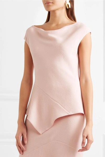 Shop Narciso Rodriguez Asymmetric Basketweave Wool Top In Pink