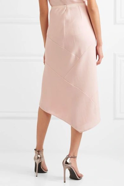 Shop Narciso Rodriguez Asymmetric Basketweave Wool Midi Skirt In Pink