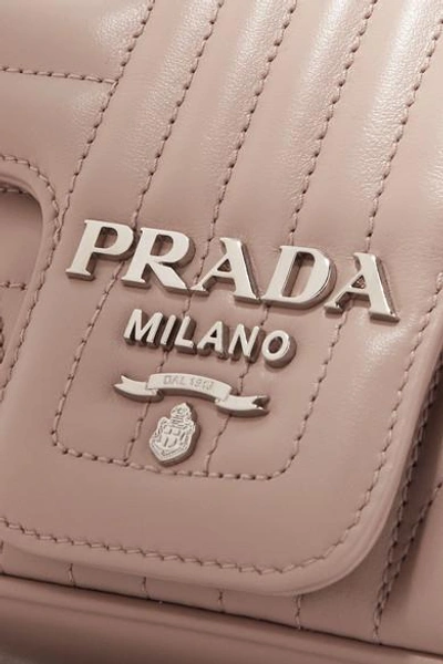 Shop Prada Quilted Leather Shoulder Bag In Beige