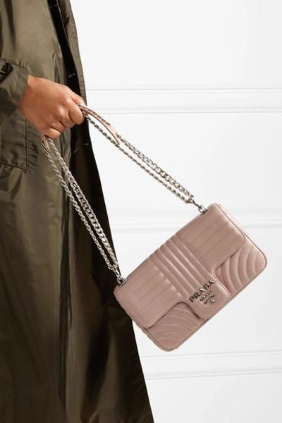 Shop Prada Quilted Leather Shoulder Bag In Beige