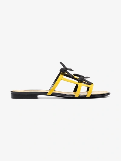Shop Fabrizio Viti Suede City Bow Sandals In Yellow&orange