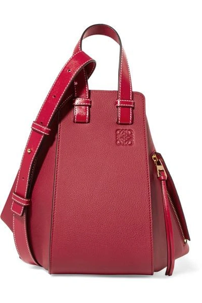 Shop Loewe Hammock Textured-leather Shoulder Bag In Red