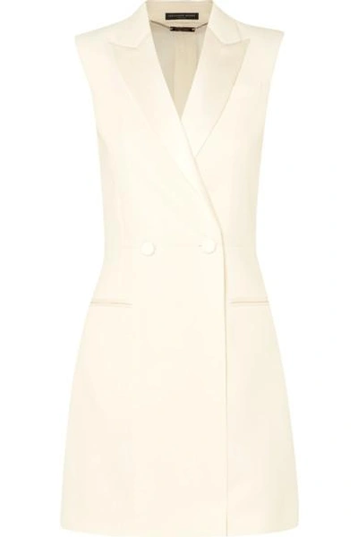 Shop Alexander Mcqueen Satin-trimmed Wool-blend Cady Mini Dress In Ivory
