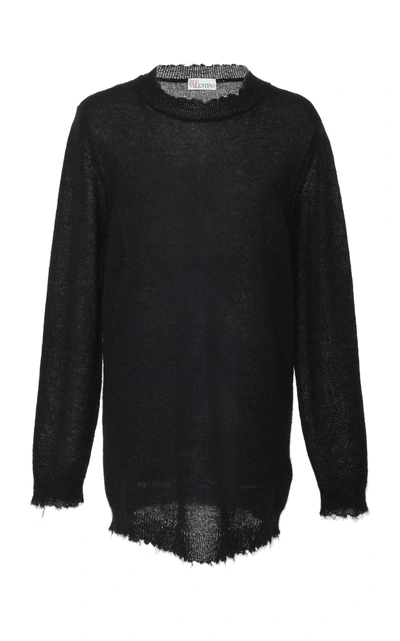 Shop Red Valentino Oversized Longline Knit Top In Black