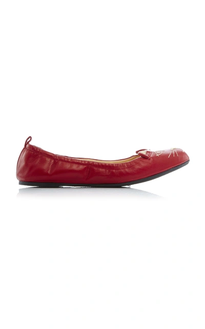 Shop Charlotte Olympia Kitty Ballerina Flat In Red