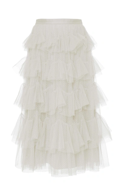 Shop Needle & Thread Scallop Tulle Midi Skirt In White