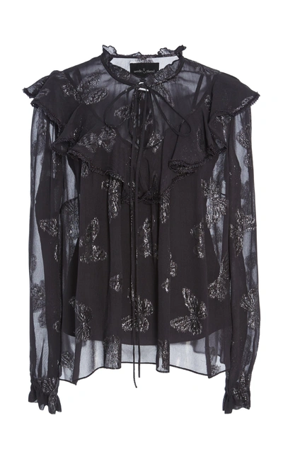 Shop Needle & Thread Lurex Butterfly Printed Top In Black