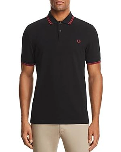 Shop Fred Perry Tipped Pique Slim Fit Polo Shirt In Black/claret