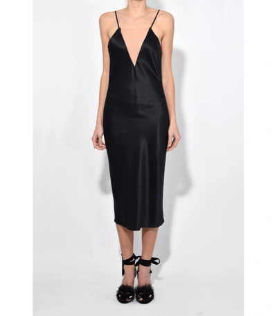 Shop Fleur Du Mal Black Sheer Plunge Bias Slip Dress