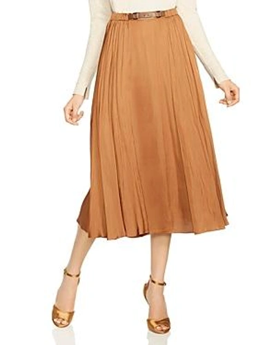 Shop Halston Heritage Ruched Midi Skirt In Saffron