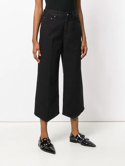 Shop Mm6 Maison Margiela Wide Cropped Jeans In Black