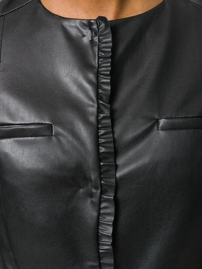 Shop Liu •jo Cropped Biker Jacket In Black