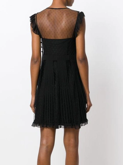 Shop Red Valentino Pleated Lace Dress In Black