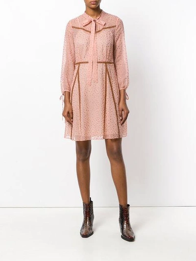 Shop Coach Star Print Georgette Dress In Pink