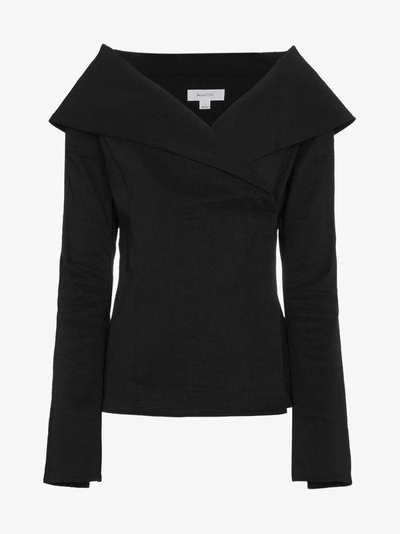 Shop Beaufille Off-shoulder Collar Jacket In Black