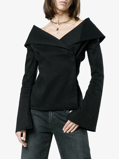 Shop Beaufille Off-shoulder Collar Jacket In Black