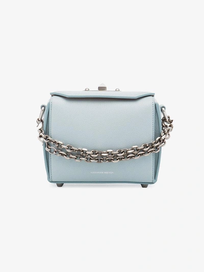 Shop Alexander Mcqueen Blue Mini Leather Box Bag