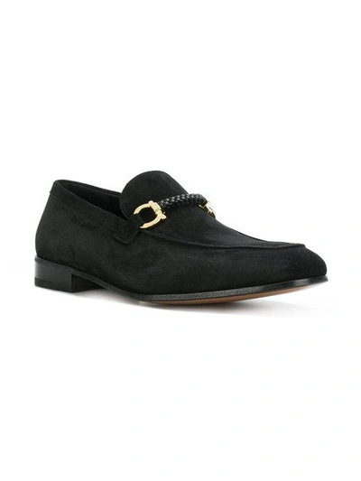 Shop Ferragamo Salvatore  Gancio Horsebit Loafers - Black