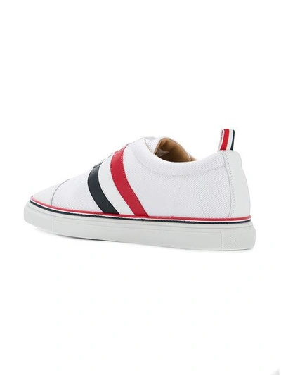 Shop Thom Browne Canvas Tricolour Sneakers In White