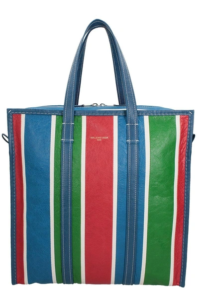 Shop Balenciaga Stripes Bazar M Bag In Multicolor