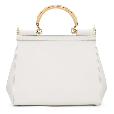 Shop Dolce & Gabbana White Iguana Medium Miss Sicily Bag