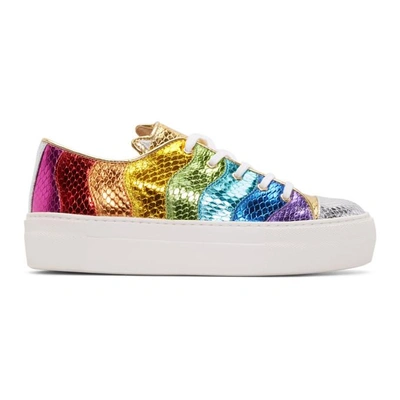 Shop Charlotte Olympia Multicolor Metallic Purrfect Sneakers