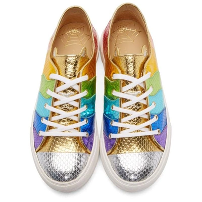 Shop Charlotte Olympia Multicolor Metallic Purrfect Trainers
