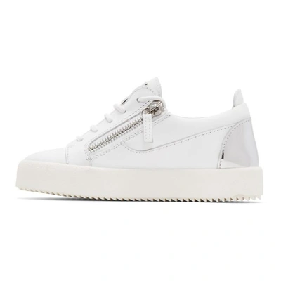 Shop Giuseppe Zanotti White And Silver May London Sneakers In Silver White