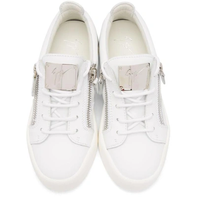 Shop Giuseppe Zanotti White And Silver May London Sneakers In Silver White