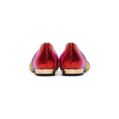 Shop Charlotte Olympia Multicolor Metallic Rainbow Kitty Flats