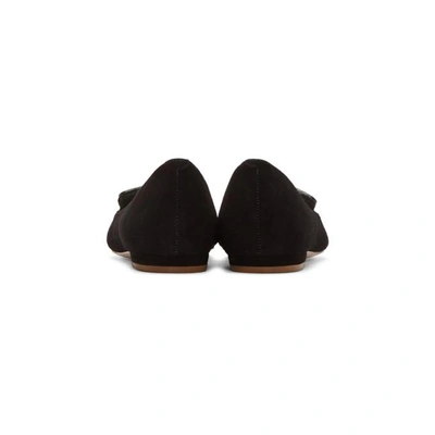 Shop Sophia Webster Black Suede Bibi Stud Butterfly Ballerina Flats