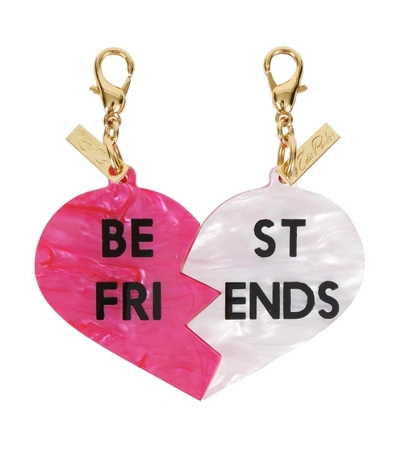 Shop Edie Parker Pink/white Best Friend Keychains