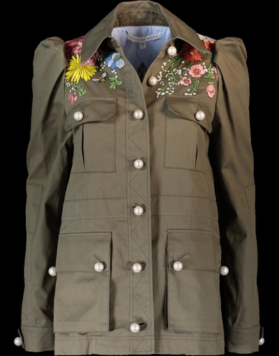 Shop Veronica Beard Huxley Embroidered Jacket In Army