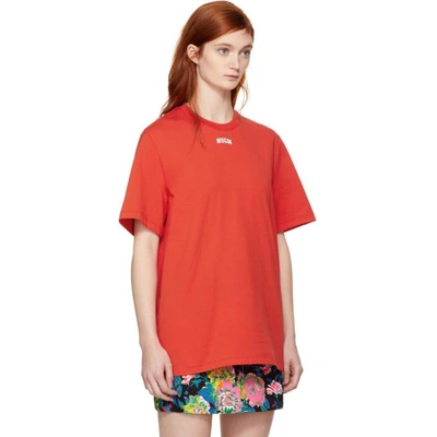 Shop Msgm Red College Logo T-shirt